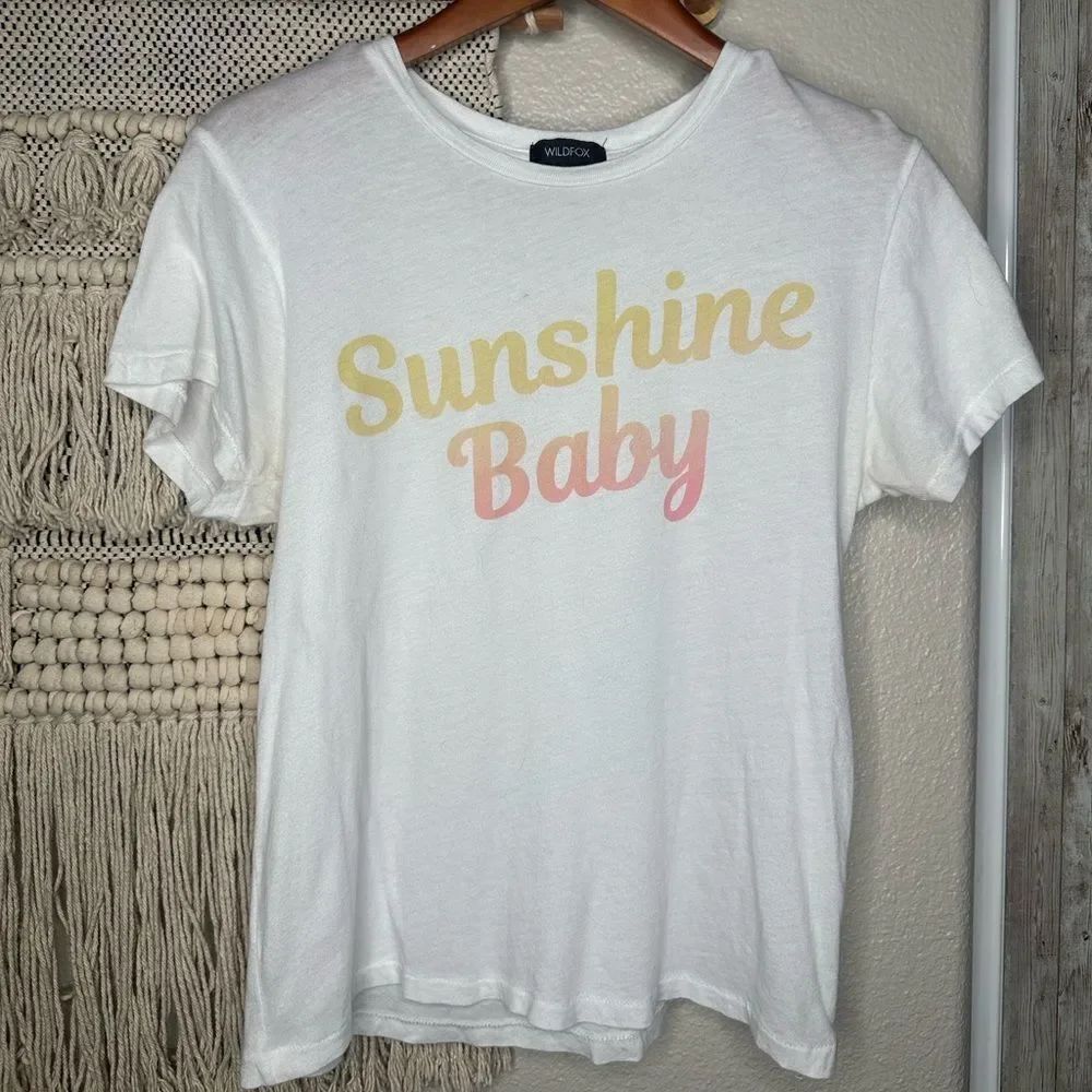 Wildfox White Tee with Sunshine Baby Design